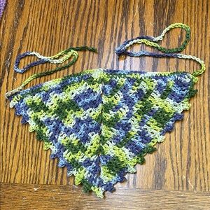 Handmade crochet Bandana - Green and Blue